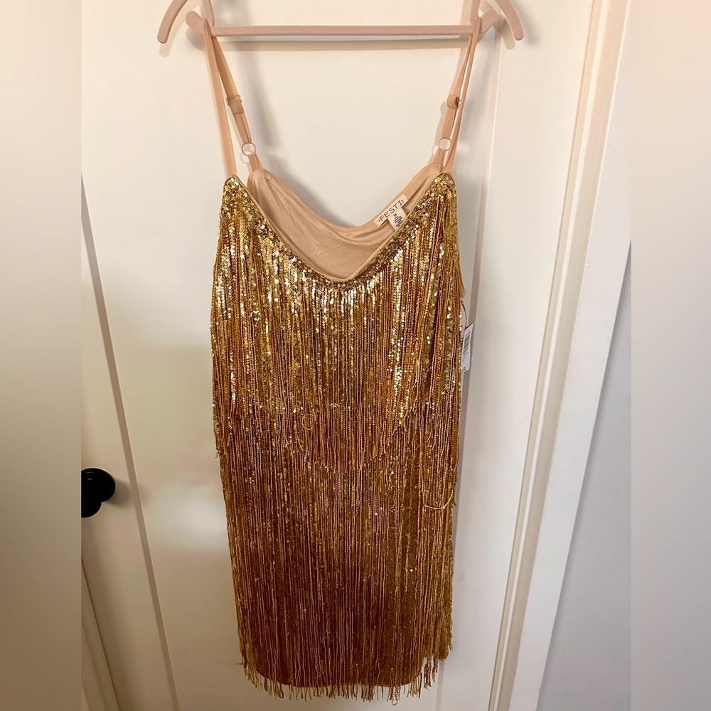 Torrid Gold Fringe Dress- NWT
